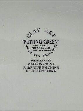 VTG 1998 Clay Art “Putting Green” Golf-themed Ceramic Chip & Dip Serving Tray